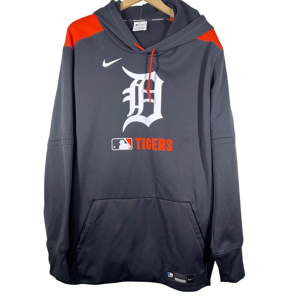 Nike Detroit Tigers MLB Therma-FIT Hoodie Mens XXL Bkue Orange Pullover